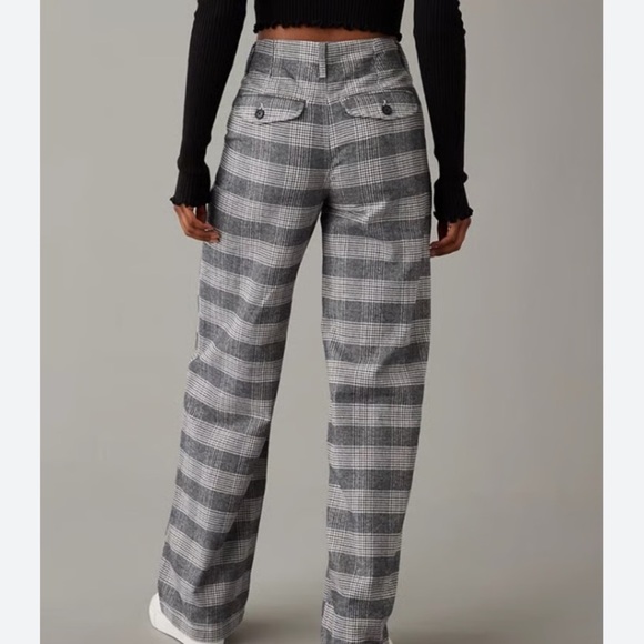 American Eagle Like New Super High Rise Baggy Wide Leg Pants in Plaid Size 00 - Picture 2 of 8